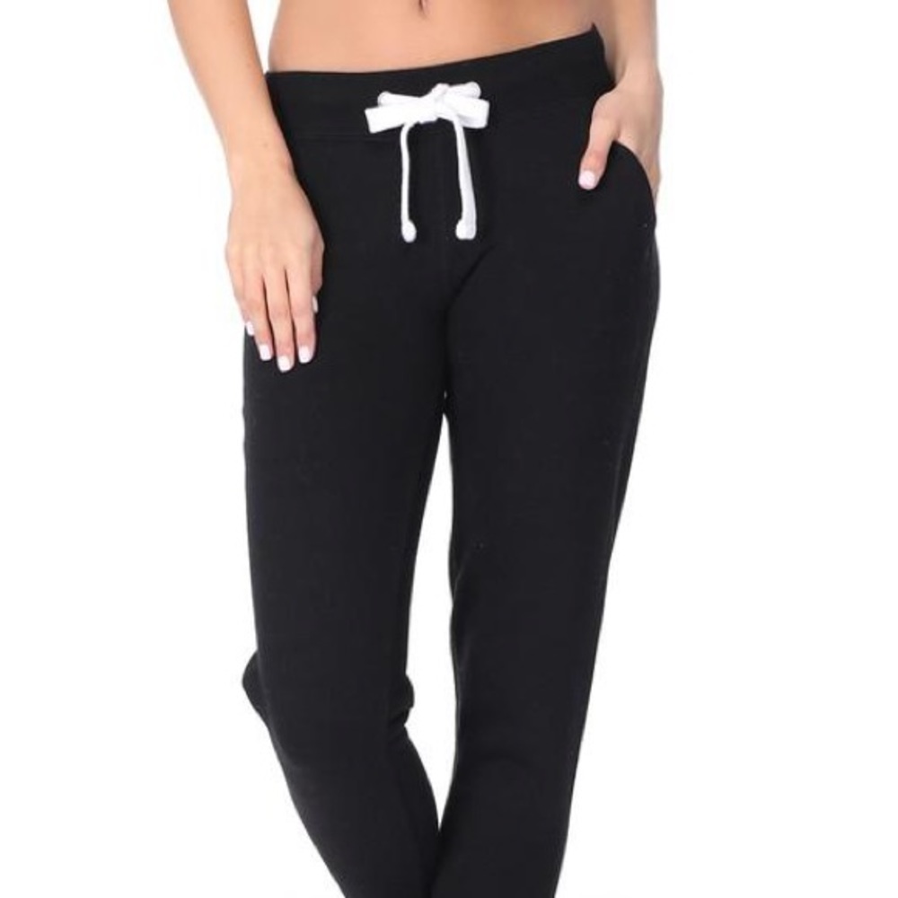 Tapered bottom black fleece joggers